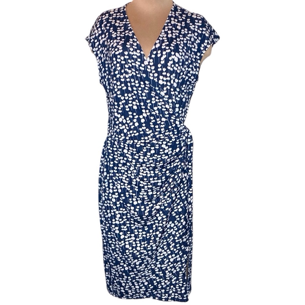 Lark & Ro | Blue Cap Sleeve Wrap Dress S